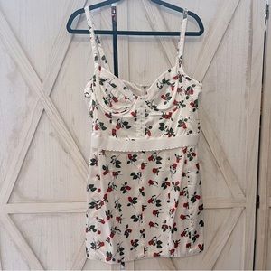 For Love & Lemons Cherry Bustier Dress. Silky mini dress in size XL